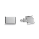 Sterling Silver Rectangle Diamond-Cut Cufflinks